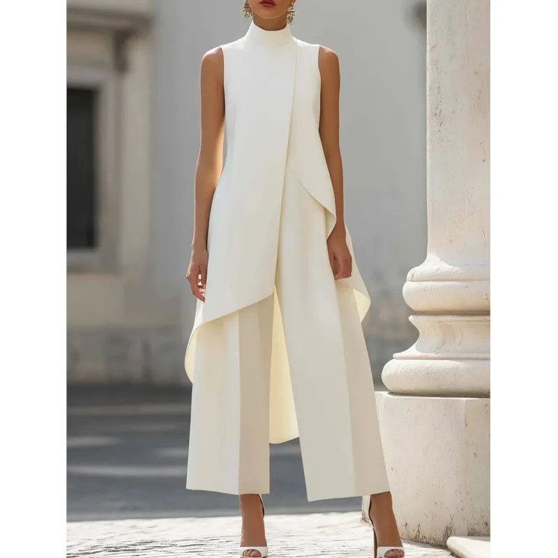Long Top+wide Leg Pants Office Two-piece Set Summer Fashion Women's Sleeveless Irregular Top Loose Cropped Pants Street Outfit
Long Top+wide Leg Pants Office Two-piece Set Summer Fashion Women's Sleeveless Irregular Top Loose Cropped Pants Street Outfit