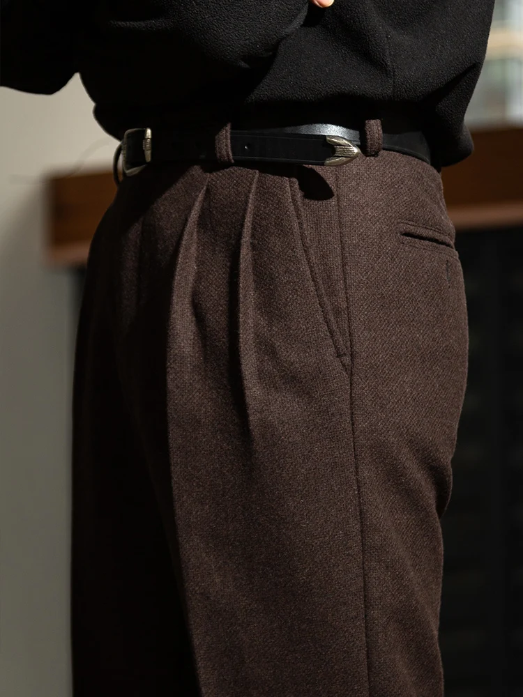 Textured cross-weave wool tweed casual pants Hollywood waist loose straight-leg long pants Vintage-style trousers Thick
Textured cross-weave wool tweed casual pants Hollywood waist loose straight-leg long pants Vintage-style trousers Thick