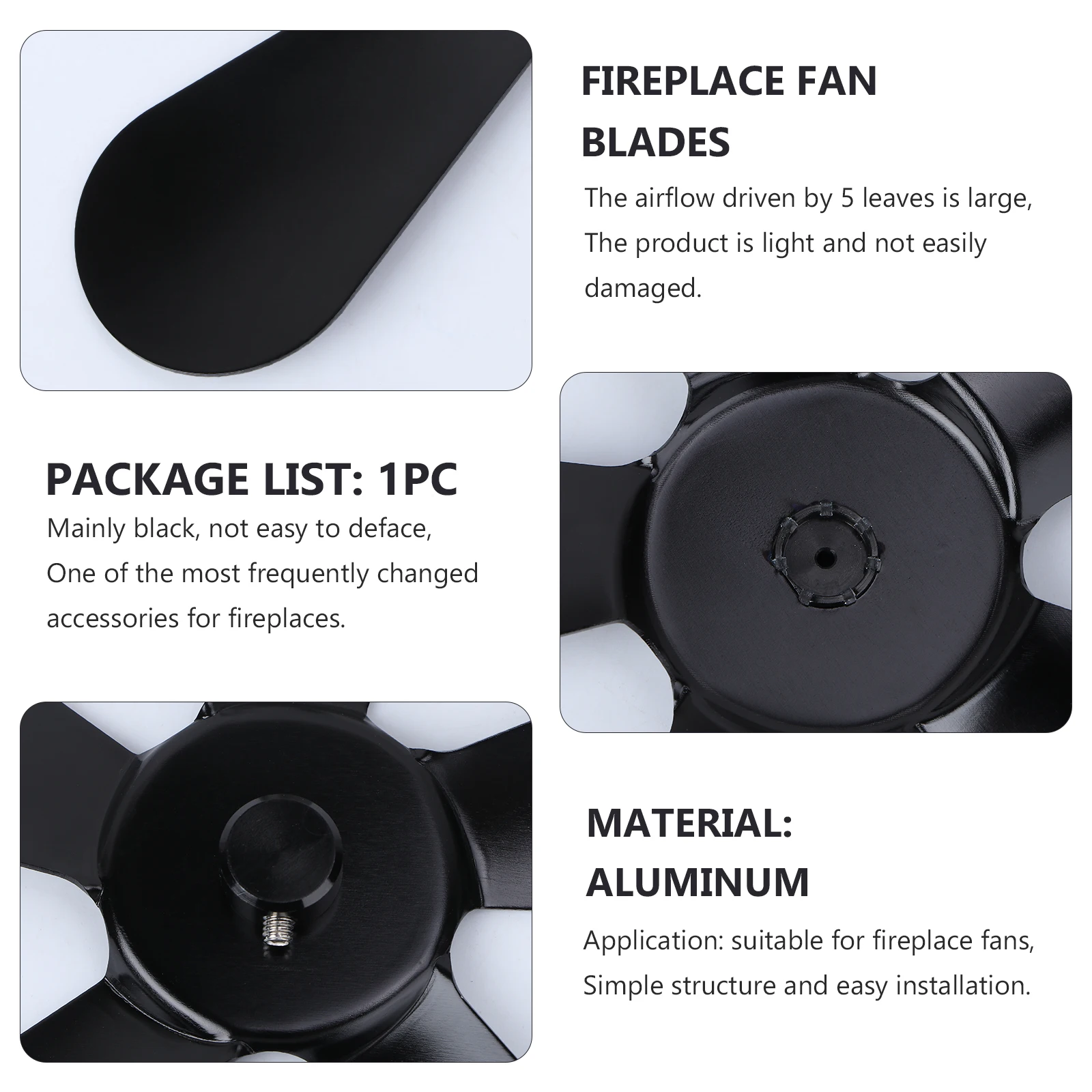 1Pcs Silent Heat Powered Fan Accessory for Stove Aluminum Fireplace Fan Blades Metal Warm Air Distributor Black
1Pcs Silent Heat Powered Fan Accessory for Stove Aluminum Fireplace Fan Blades Metal Warm Air Distributor Black
