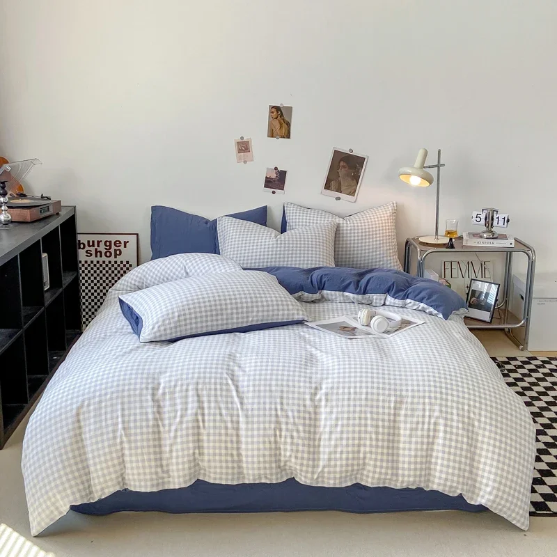 4pcs Skin-friendly Quilt Cover Plaid Style Duvet Covers Double Side Bed Cover постельное белье Home Comforter Covers
4pcs Skin-friendly Quilt Cover Plaid Style Duvet Covers Double Side Bed Cover постельное белье Home Comforter Covers