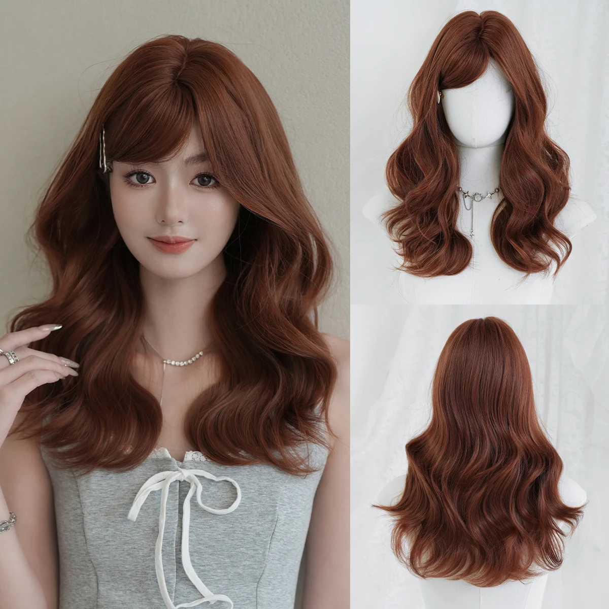 NAMM Synthetic Heat Resistant Fiber Beautiful Fluffy Long Wavy Orange Brown Wigs For Women Daily Party Cosplay Use
NAMM Synthetic Heat Resistant Fiber Beautiful Fluffy Long Wavy Orange Brown Wigs For Women Daily Party Cosplay Use