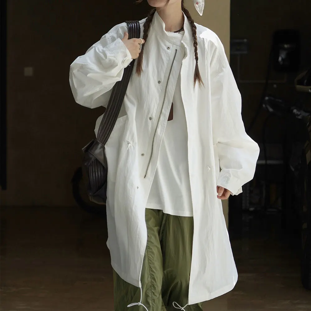 2025 Women Autumn Jacket Coat Stand Collar Cotton Long Coat Loose Style Women White Army Green Tops Casaco Abrigo Streetwear
2025 Women Autumn Jacket Coat Stand Collar Cotton Long Coat Loose Style Women White Army Green Tops Casaco Abrigo Streetwear