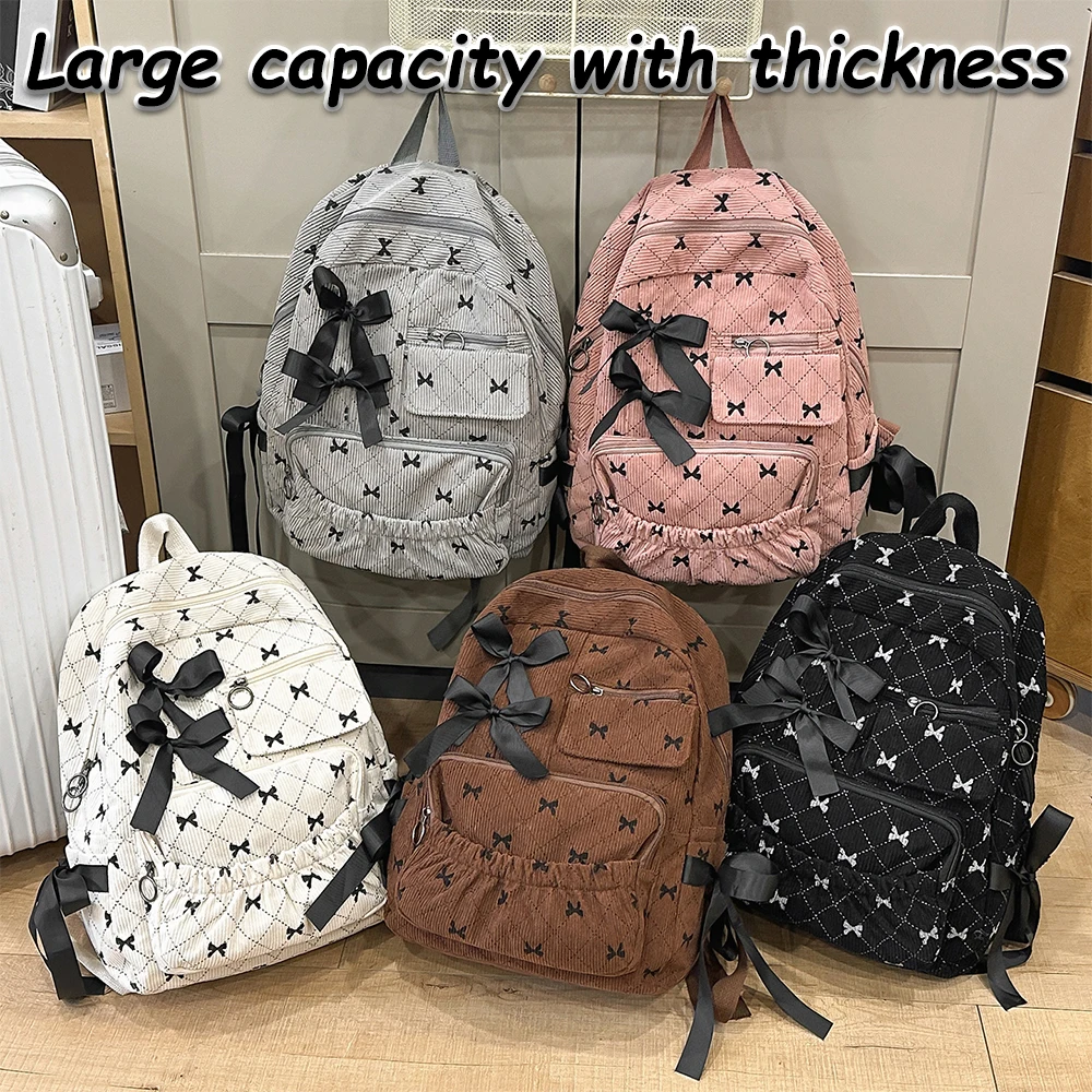 Corduroy Spring and Summer Campus Backpack Large Capacity College Style Girl Cute Bow Backpack New Computer Backpack
Corduroy Spring and Summer Campus Backpack Large Capacity College Style Girl Cute Bow Backpack New Computer Backpack