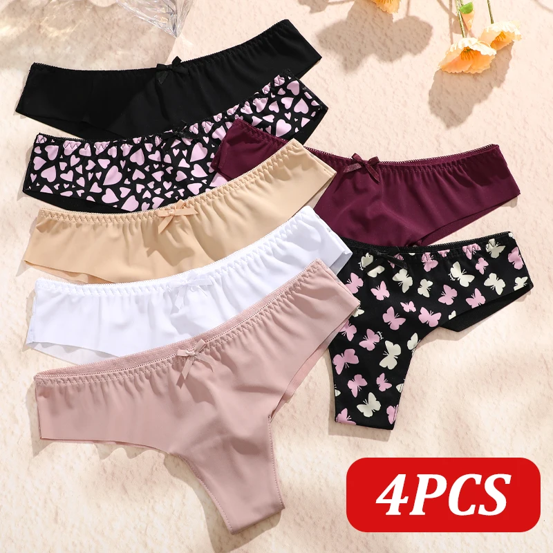 4Pcs/Set Sexy Lace Low Waist Bowknot Panties For Women Seamless High Quality Perspective G-string Female Cozy Breathable Thongs
4Pcs/Set Sexy Lace Low Waist Bowknot Panties For Women Seamless High Quality Perspective G-string Female Cozy Breathable Thongs
