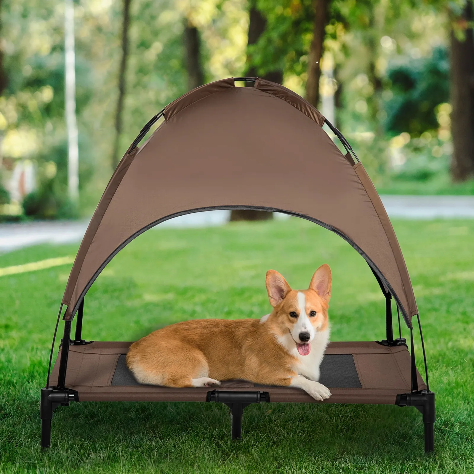 Elevated Dog Cot with UV Protection Canopy Shade, 36 inch, Coffee
Elevated Dog Cot with UV Protection Canopy Shade, 36 inch, Coffee