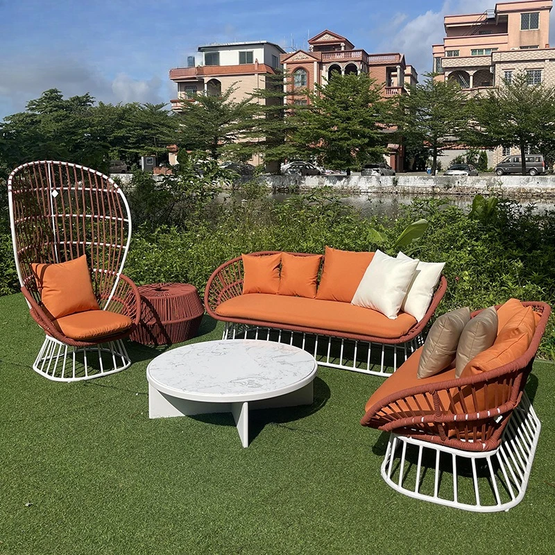 Xuting outdoor simple leisure rope woven garden courtyard high backrest lying small coffee table combination furniture 
Xuting outdoor simple leisure rope woven garden courtyard high backrest lying small coffee table combination furniture