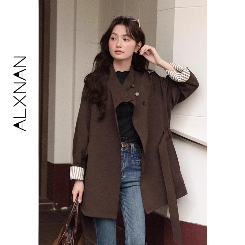 ALXNAN Plus Size Women Brown Trench Coat 2026 Spring Long Sleeve Loose-fit Windbreaker Elegant Casual Office Lady Jacket D12901
ALXNAN Plus Size Women Brown Trench Coat 2026 Spring Long Sleeve Loose-fit Windbreaker Elegant Casual Office Lady Jacket D12901