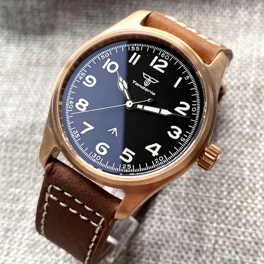 Tandorio 39mm Pilot Solid Bronze Quartz Watch Sapphire Glass 200M Waterproof VH31 Sweep Seconds Movement Lume Men Retro Watch
Tandorio 39mm Pilot Solid Bronze Quartz Watch Sapphire Glass 200M Waterproof VH31 Sweep Seconds Movement Lume Men Retro Watch
