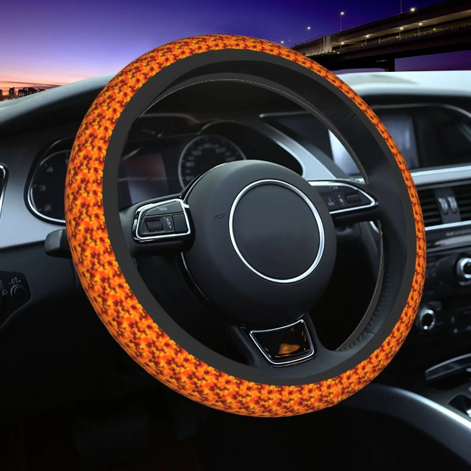 Модный оранжевый камуфляжный узор, чехол на руль автомобиля, дышащие автомобильные чехлы, модный чехол на руль для 14,5-15 дюймов
Модный оранжевый камуфляжный узор, чехол на руль автомобиля, дышащие автомобильные чехлы, модный чехол на руль для 14,5-15 дюймов