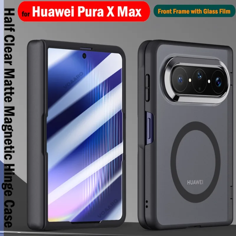 Half Clear Matte Funda for Huawei Pura X Max Hinge Case for Huawei Pura X Max Magnetic Wireless Charging Case with Front Film
Half Clear Matte Funda for Huawei Pura X Max Hinge Case for Huawei Pura X Max Magnetic Wireless Charging Case with Front Film