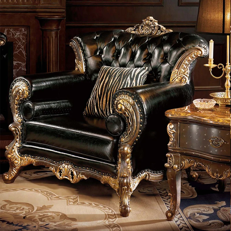 European solid wood sofa 123 combination French classical leather large sofa villa living room luxury leather sofa retro
European solid wood sofa 123 combination French classical leather large sofa villa living room luxury leather sofa retro
