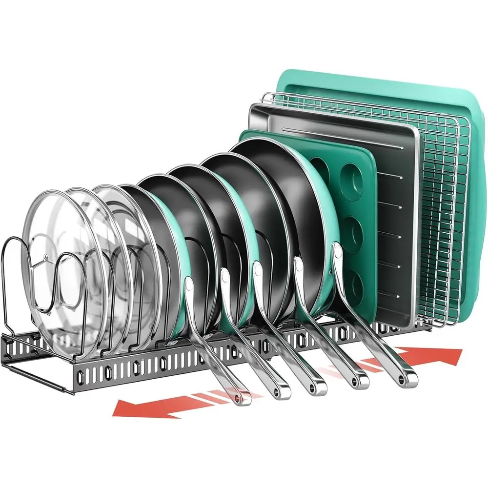 ORDORA Pots and Pans Organizer Under Cabinet, Expandable 11.8"-22.8" Pot Lid Holder with 14 Adjustable Dividers, Pan Organizers
ORDORA Pots and Pans Organizer Under Cabinet, Expandable 11.8"-22.8" Pot Lid Holder with 14 Adjustable Dividers, Pan Organizers