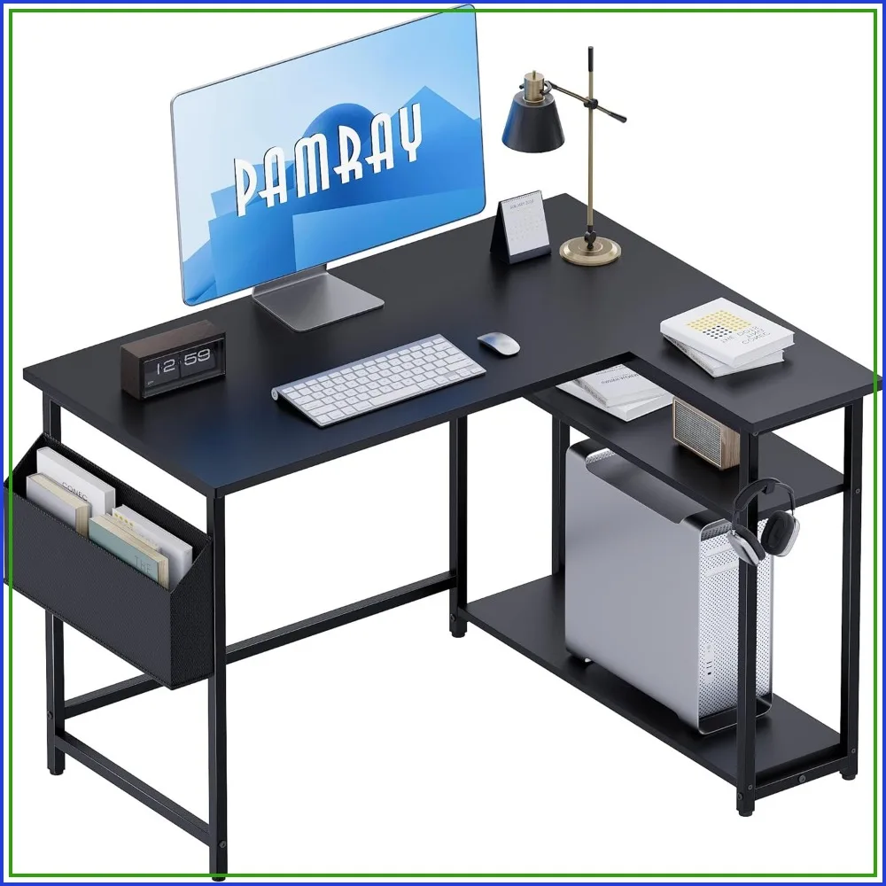 40 Inch L Shaped Computer Desk with Reversible Side Storage Shelves, Small Corner Desk for Home Office, Writing Study Table, Black
40 Inch L Shaped Computer Desk with Reversible Side Storage Shelves, Small Corner Desk for Home Office, Writing Study Table, Black