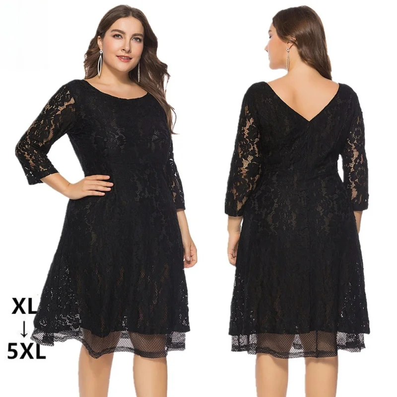 2024 European and American plus Size Women's Clothes New round Neck Three-Quarter Sleeve Lace Dress
2024 European and American plus Size Women's Clothes New round Neck Three-Quarter Sleeve Lace Dress