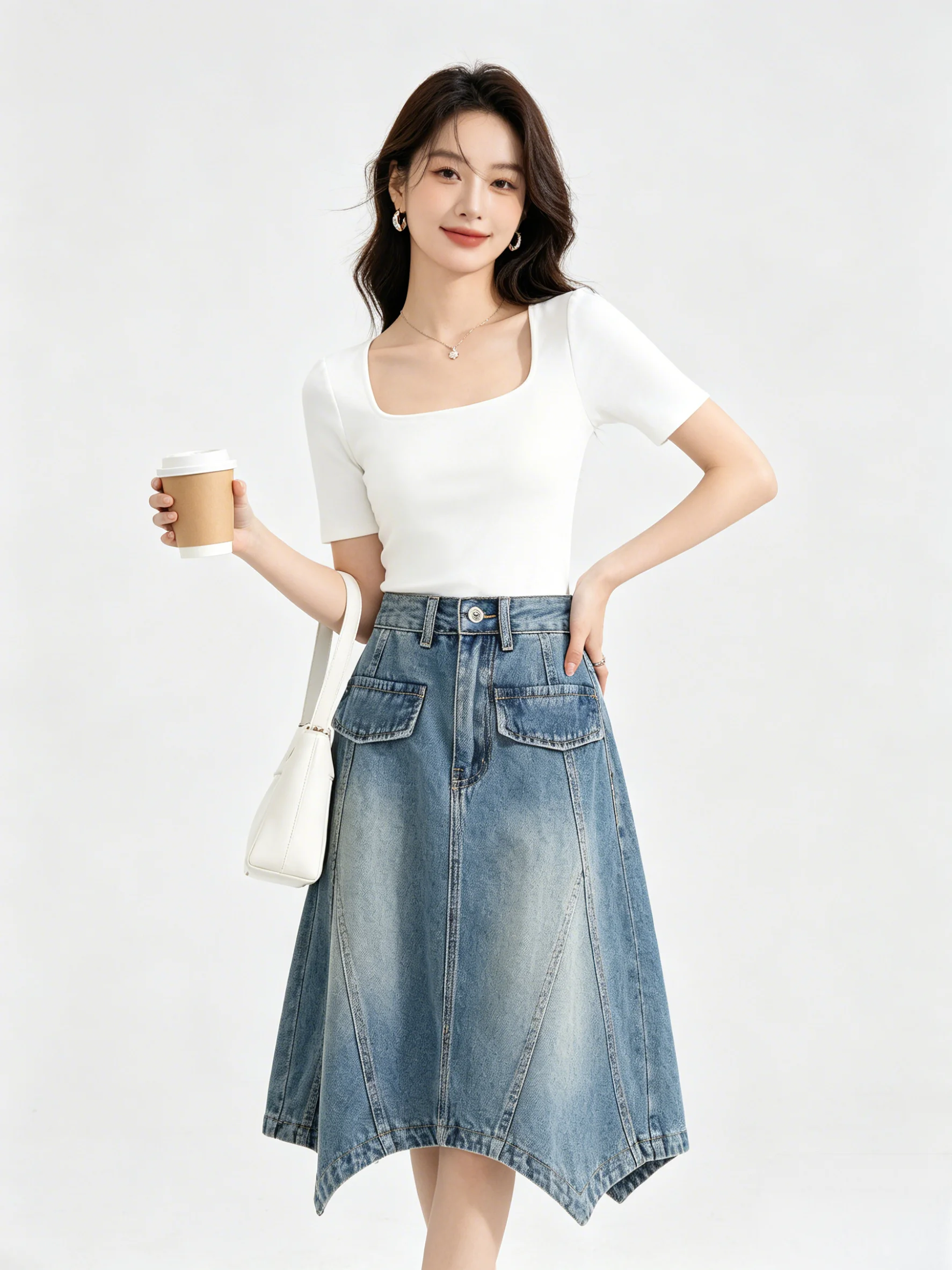 High Waist A-Line Skirt Women's Denim Midi Skirts Korean Style Slimming Versatile Vintage Blue Asymmetrical Skirts
High Waist A-Line Skirt Women's Denim Midi Skirts Korean Style Slimming Versatile Vintage Blue Asymmetrical Skirts