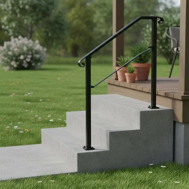 Wrought Iron Hand Grip 18 x 15 Inch For Porch Concrete Steps Wooden Stairs, Arch#1 Style Flexible Design Black Powder Coated Finish Transitional Support Rail Mounting Kit Included
Wrought Iron Hand Grip 18 x 15 Inch For Porch Concrete Steps Wooden Stairs, Arch#1 Style Flexible Design Black Powder Coated Finish Transitional Support Rail Mounting Kit Included