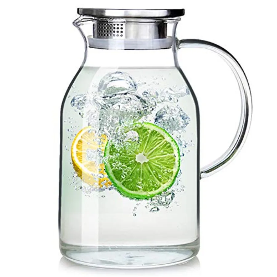 Glass Pitcher with Lid and Handle - High Heat Resistance Glass Water Pitcher for Hot/Cold Water and Iced Tea 2.6L
Glass Pitcher with Lid and Handle - High Heat Resistance Glass Water Pitcher for Hot/Cold Water and Iced Tea 2.6L
