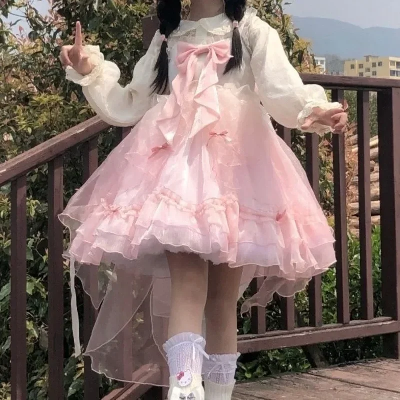 JK Lolita Kawaii Sweet Fairy Ruffled Pleated Sleeveless Mid Length Lo Skirt Bow Gradient Twin Dresses Y2K A-line Fluffy Dresses
JK Lolita Kawaii Sweet Fairy Ruffled Pleated Sleeveless Mid Length Lo Skirt Bow Gradient Twin Dresses Y2K A-line Fluffy Dresses