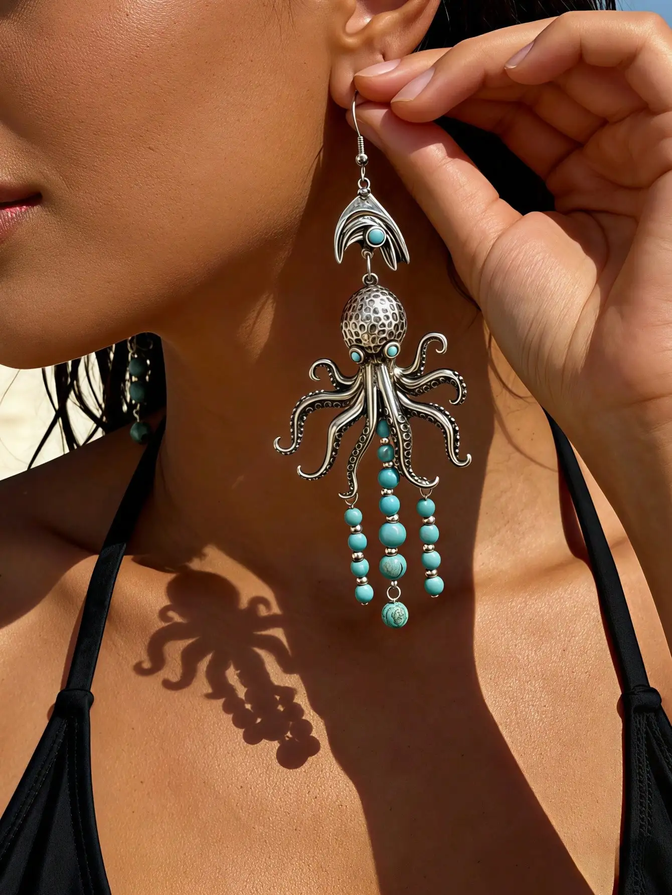 Women's Beach Vacation Ocean Life Earrings European Style Octopus + Bead Pendant Unique Long Drop Earrings
Women's Beach Vacation Ocean Life Earrings European Style Octopus + Bead Pendant Unique Long Drop Earrings