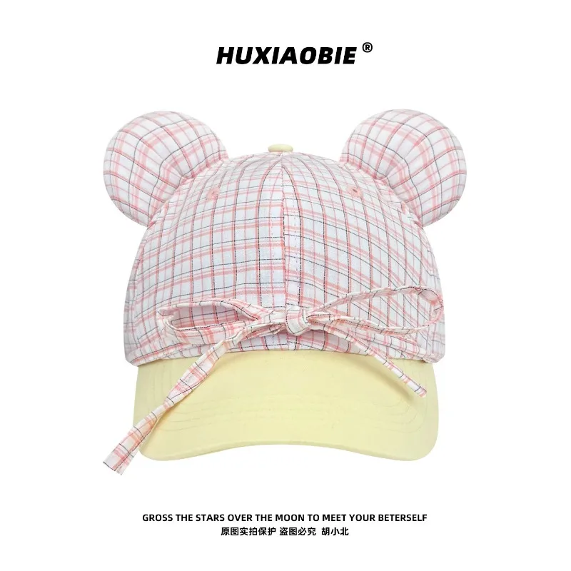 New Korean Contrast Cute Bear Ears Plaid Baseball Cap Spring and Summer Sweet Shade Casual Lace-up Bow Peaked Hat for Women's
New Korean Contrast Cute Bear Ears Plaid Baseball Cap Spring and Summer Sweet Shade Casual Lace-up Bow Peaked Hat for Women's