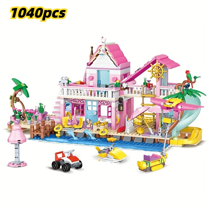 1040 шт., строительные блоки для виллы Castle-Beach, городская модель с видом на улицу, архитектурная модель, летние каникулы, семейный отдых, вечеринка, тематическая модель
1040 шт., строительные блоки для виллы Castle-Beach, городская модель с видом на улицу, архитектурная модель, летние каникулы, семейный отдых, вечеринка, тематическая модель