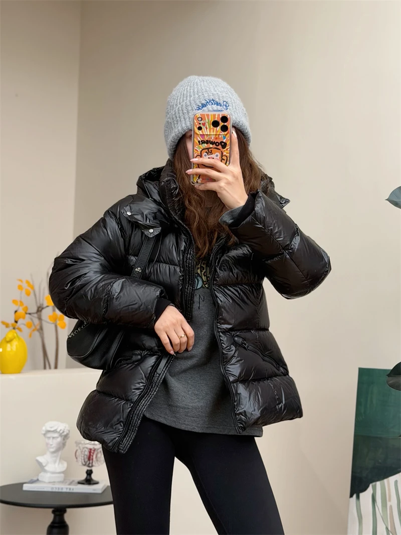 Thiened High Fill down 85 White Goose down Windproof Waterproof Loose Hooded iny down Jaet Women's Faion Outerwear
Thiened High Fill down 85 White Goose down Windproof Waterproof Loose Hooded iny down Jaet Women's Faion Outerwear