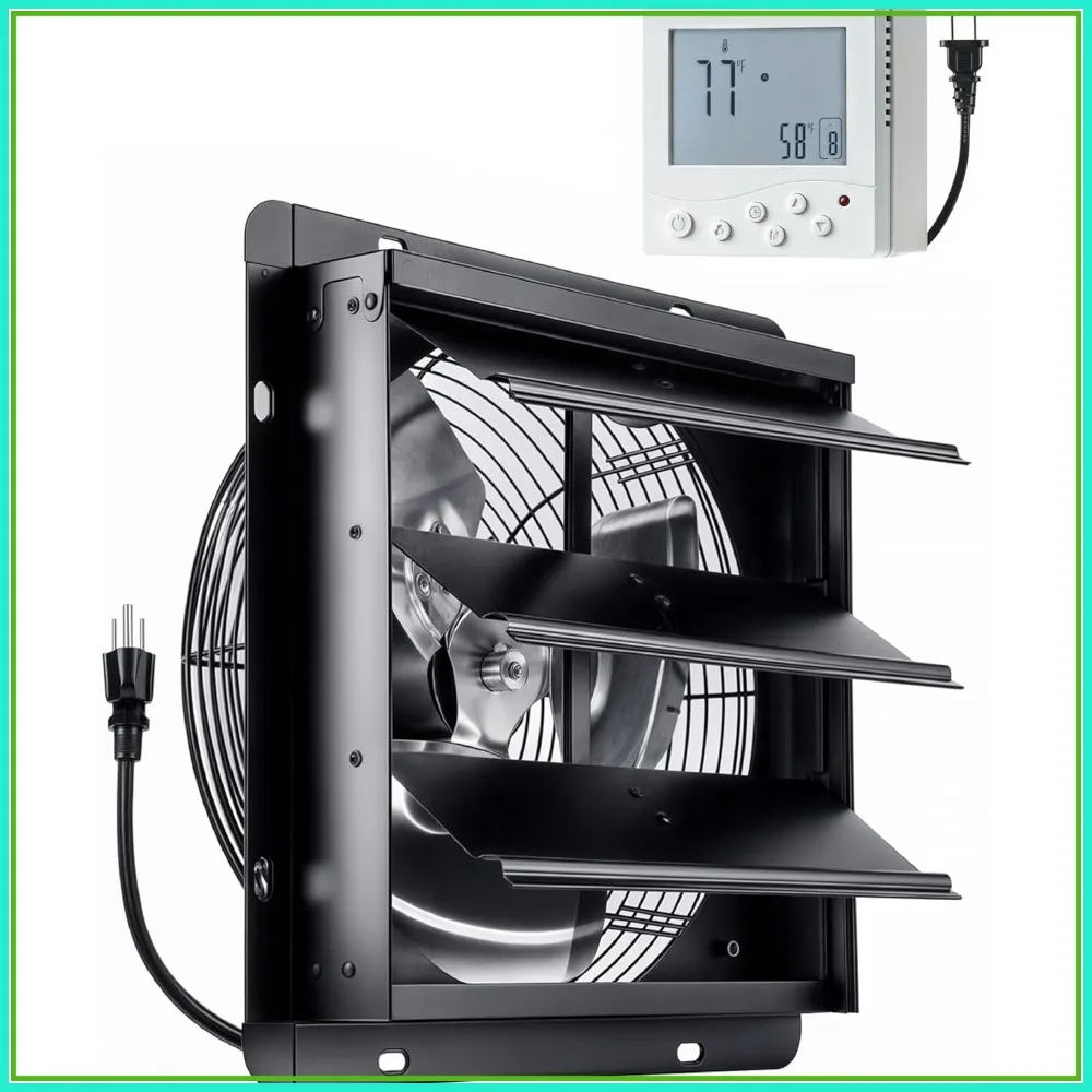 16'' Wall Mount Attic Fan with Wireless Control Panel, 2800 CFM, 8-Speed Adjustable, Ventilation for Garage, Greenhouse
16'' Wall Mount Attic Fan with Wireless Control Panel, 2800 CFM, 8-Speed Adjustable, Ventilation for Garage, Greenhouse