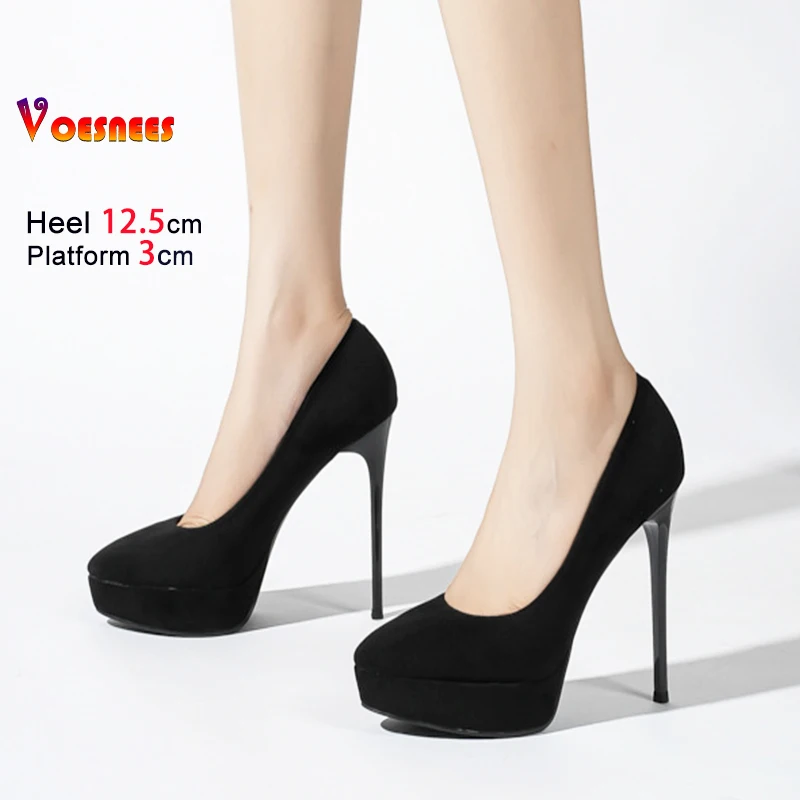 Sexy Super High Heels Spring Single Shoes Woman Thick Platform Pumps 12.5CM Stiletto Suede Black Shallow Round Toe Party Shoes
Sexy Super High Heels Spring Single Shoes Woman Thick Platform Pumps 12.5CM Stiletto Suede Black Shallow Round Toe Party Shoes