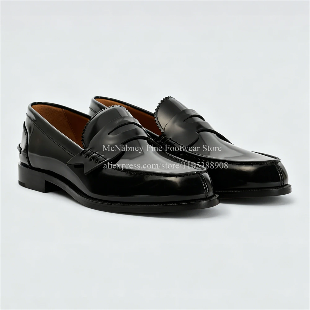 Black Polished Patent Leather Scalloped Edge Men Penny Loafers Slip on Formal Shoes Business Office Wedding Classic Dress Shoes
Black Polished Patent Leather Scalloped Edge Men Penny Loafers Slip on Formal Shoes Business Office Wedding Classic Dress Shoes