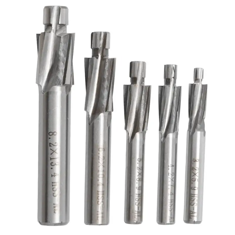 ABGG-5Pcs HSS Counterbore End Mill M3-M8 Pilot Slotting Tool Milling Cutter Countersink End Mills
ABGG-5Pcs HSS Counterbore End Mill M3-M8 Pilot Slotting Tool Milling Cutter Countersink End Mills