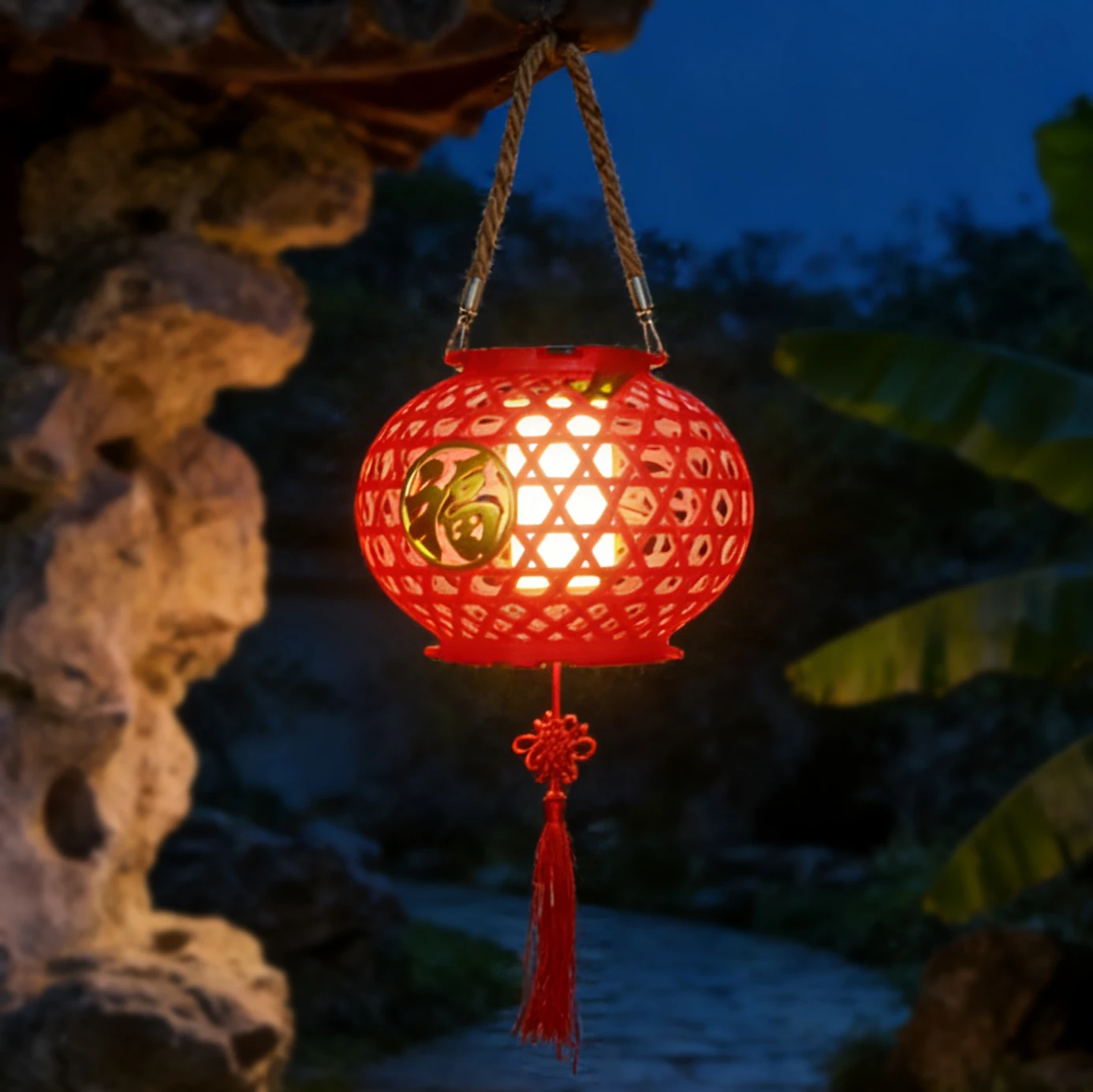 Solar Fu Red Lantern Light, Traditional Chinese Style LED Hanging Lamp for Festival, Garden Decor
Solar Fu Red Lantern Light, Traditional Chinese Style LED Hanging Lamp for Festival, Garden Decor