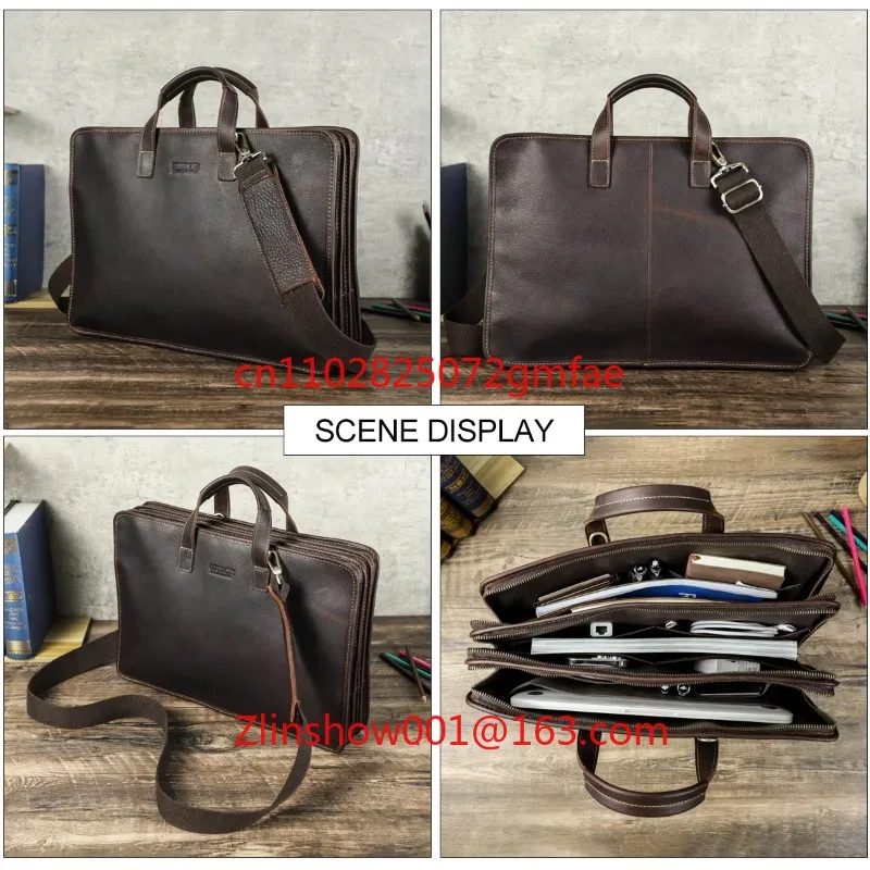 16 Inch Genuine Leather Laptop Messenger Bags Briefcase for Men Office Muti-zippered Computer Handbags
16 Inch Genuine Leather Laptop Messenger Bags Briefcase for Men Office Muti-zippered Computer Handbags