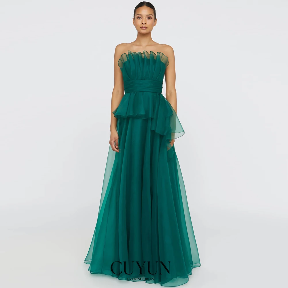 CUYUN Вечерние платья трапециевидной формы без бретелек, плиссированное шелковое платье для выпускного из органзы, элегантное вечернее платье без рукавов по индивидуальному заказу для женщин 
CUYUN Вечерние платья трапециевидной формы без бретелек, плиссированное шелковое платье для выпускного из органзы, элегантное вечернее платье без рукавов по индивидуальному заказу для женщин