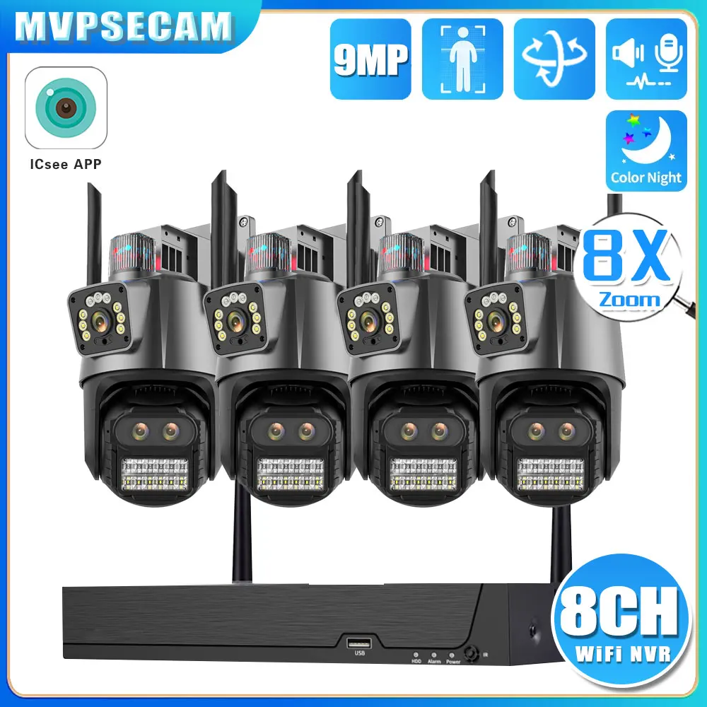 9MP HD Wireless IP Camera Set 8X Zoom Dual Lens Security Proction PTZ WIFI Camera 8CH 5MP NVR Video Surveillance Kit ICSEE 4CH
9MP HD Wireless IP Camera Set 8X Zoom Dual Lens Security Proction PTZ WIFI Camera 8CH 5MP NVR Video Surveillance Kit ICSEE 4CH