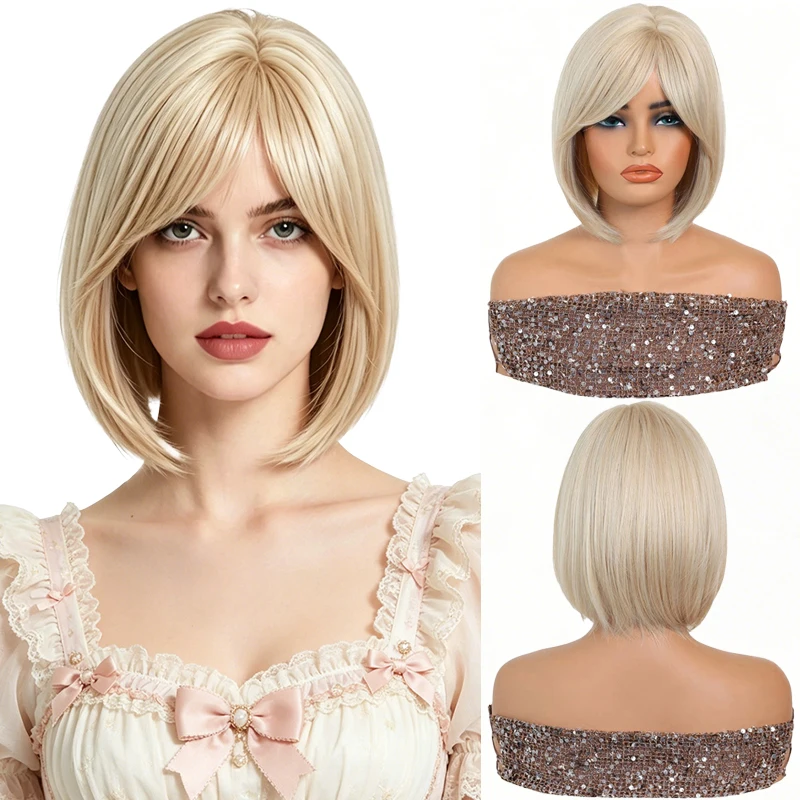 Platinum Blonde Short Bob Wig with Side Bangs Heat Resistant Synthetic Wigs For African American Women Daily Party Cosplay
Platinum Blonde Short Bob Wig with Side Bangs Heat Resistant Synthetic Wigs For African American Women Daily Party Cosplay
