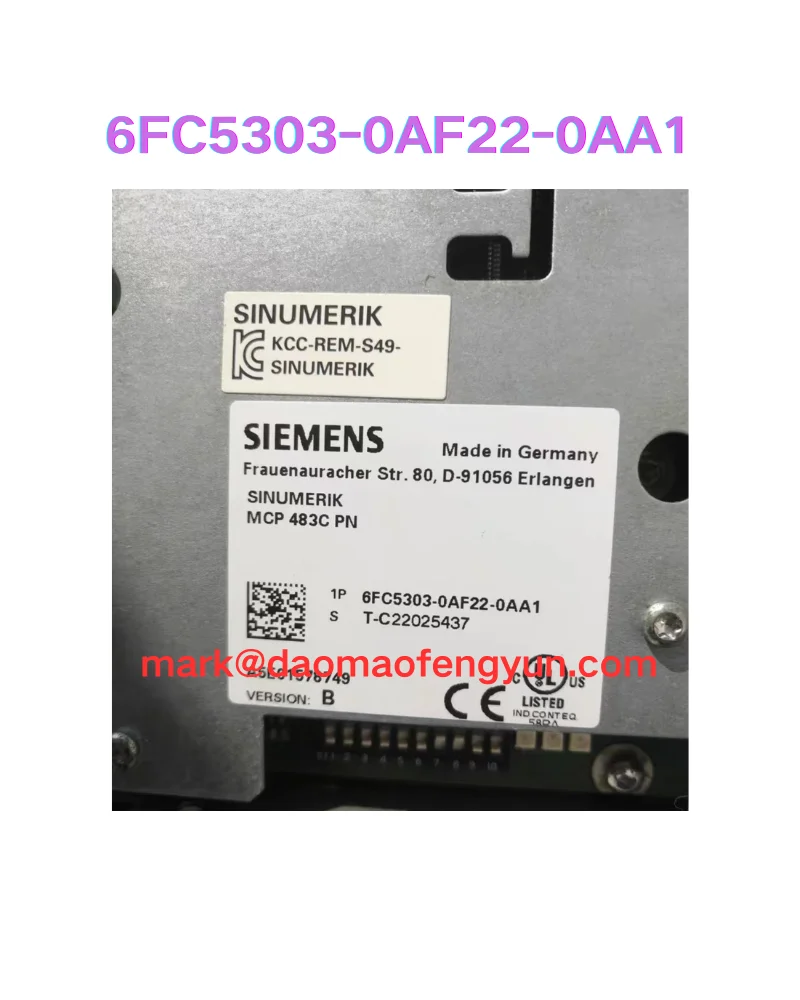 6FC5303-0AF22-0AA1 Б/у ПАНЕЛЬ УПРАВЛЕНИЯ МАШИНЫ SINUMERIK MCP 483C PN ПРОФИНЕТ тест ОК 
6FC5303-0AF22-0AA1 Б/у ПАНЕЛЬ УПРАВЛЕНИЯ МАШИНЫ SINUMERIK MCP 483C PN ПРОФИНЕТ тест ОК
