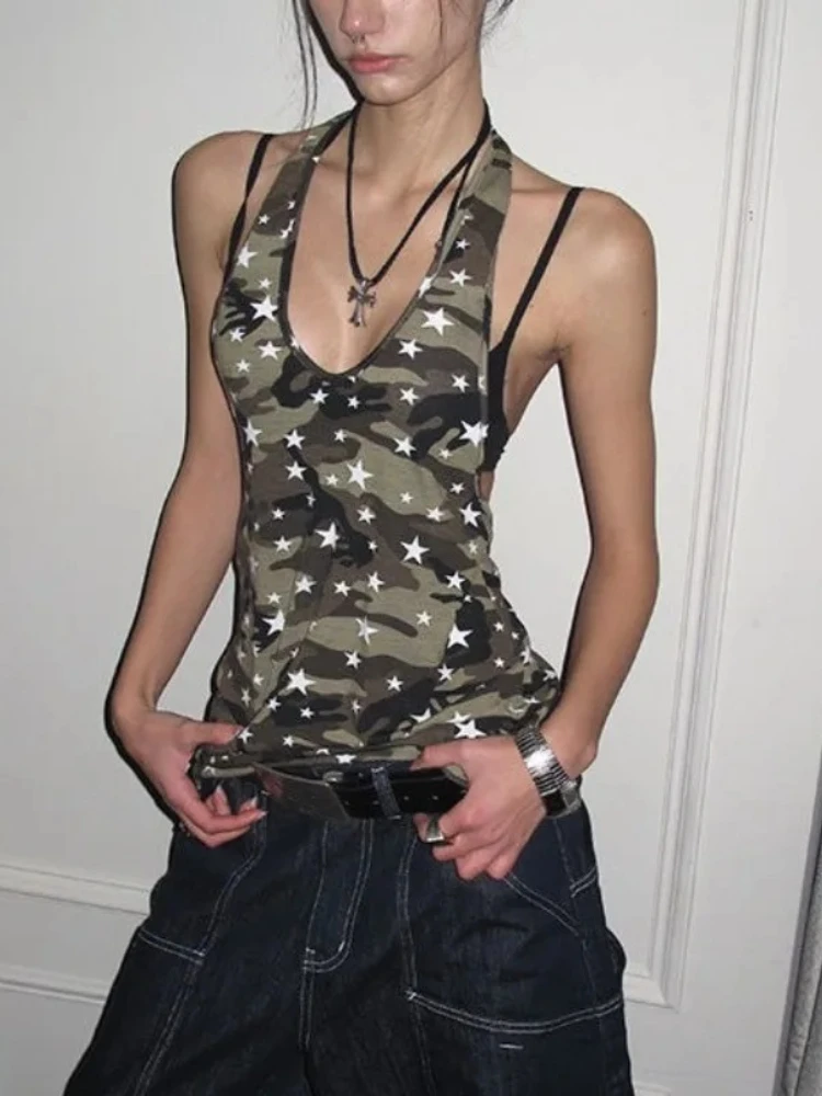 Summer Y2k American Vintage Camouflage Camisole Women Fashion Sexy Slim Fit Halter Tops Punk Harajuku Streetwear Hot Girl Tees
Summer Y2k American Vintage Camouflage Camisole Women Fashion Sexy Slim Fit Halter Tops Punk Harajuku Streetwear Hot Girl Tees