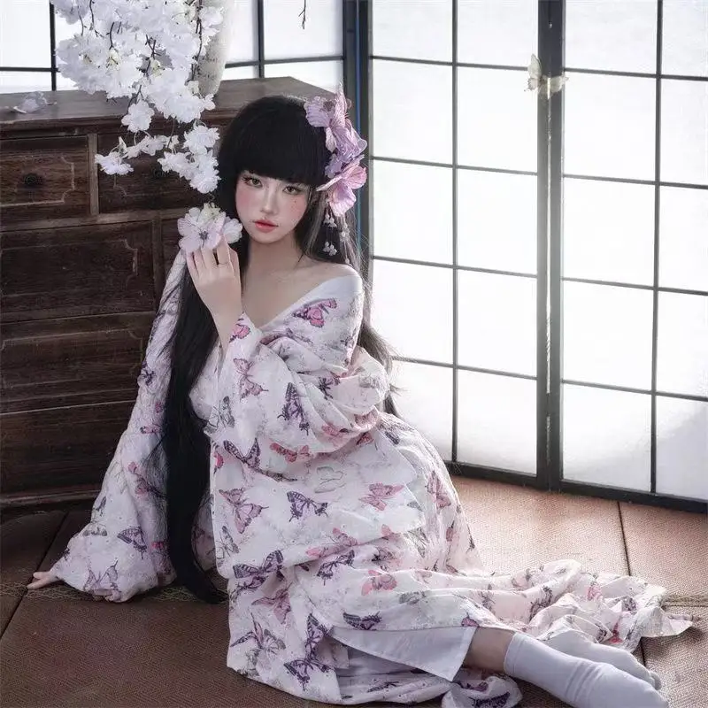Cute Butterfly Printing Kimono Womens Traditional Japanese Style Dress Spring Summer Carnival Event Photography Long Robe Female
Cute Butterfly Printing Kimono Womens Traditional Japanese Style Dress Spring Summer Carnival Event Photography Long Robe Female
