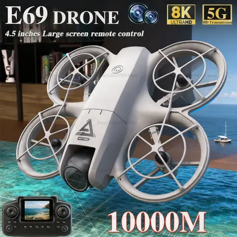 New E69 RC Mini Drone 8K HD Camera WiFi FPV Quadcopter with Remote Control Obstacle Avoidance Boys Toys Drone for Birthday Gifts