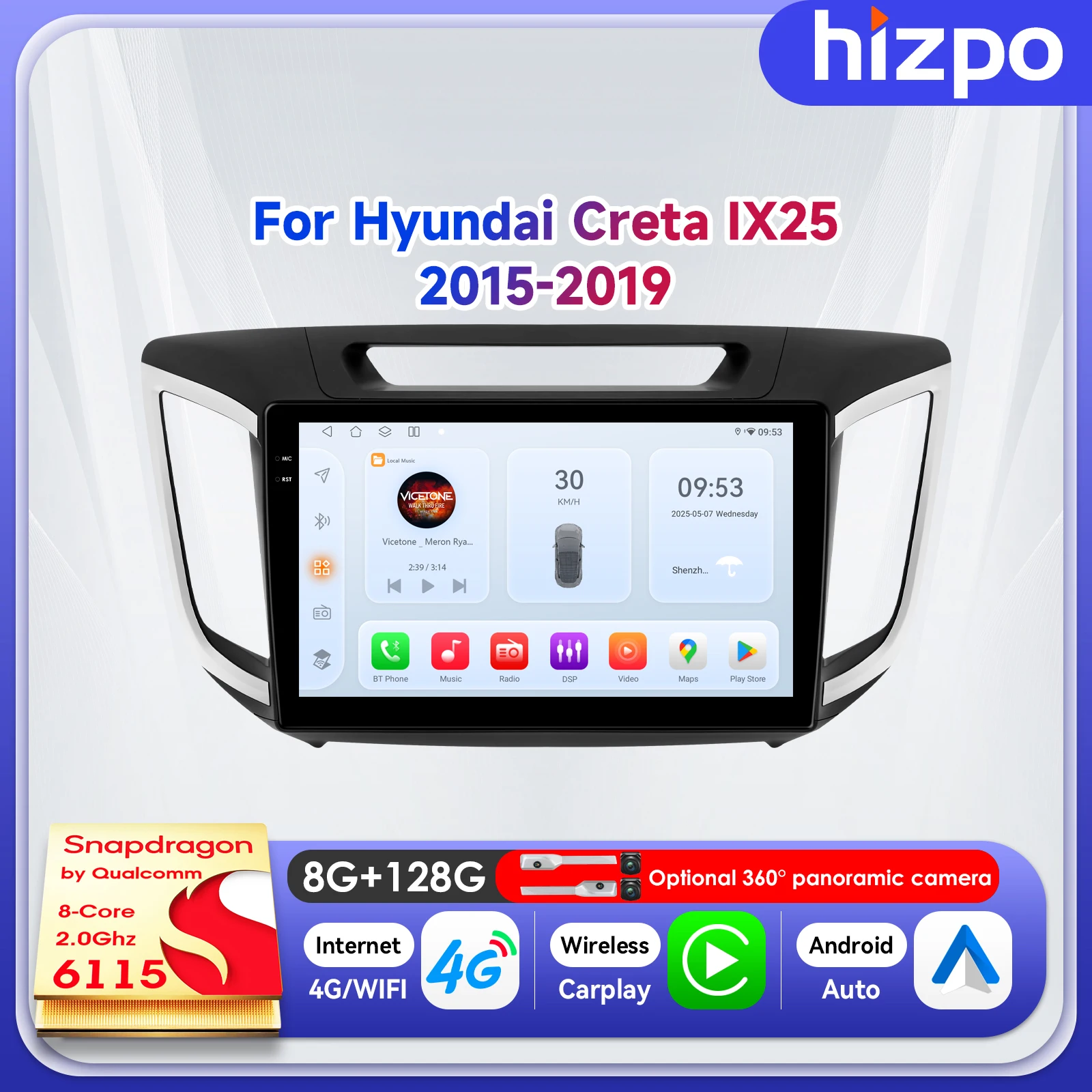 Автомобильный мультимедийный плеер Hizpo 10.1" с навигацией для Hyundai Creta IX25 2015-2019, беспроводной CarPlay, 8+128 ГБ, Bluetooth
Автомобильный мультимедийный плеер Hizpo 10.1" с навигацией для Hyundai Creta IX25 2015-2019, беспроводной CarPlay, 8+128 ГБ, Bluetooth