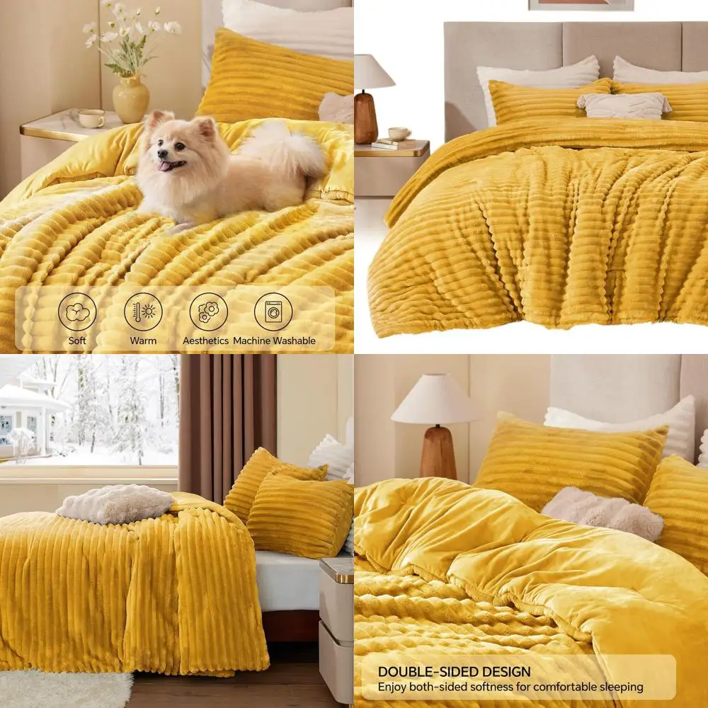 Ultra-Soft Warm Mustard Yellow Fluffy Bedding Set, Luxurious Fuzzy Heavyweight Duvet Cover with 2 Pillowcases for Cozy Winter Ni
Ultra-Soft Warm Mustard Yellow Fluffy Bedding Set, Luxurious Fuzzy Heavyweight Duvet Cover with 2 Pillowcases for Cozy Winter Ni
