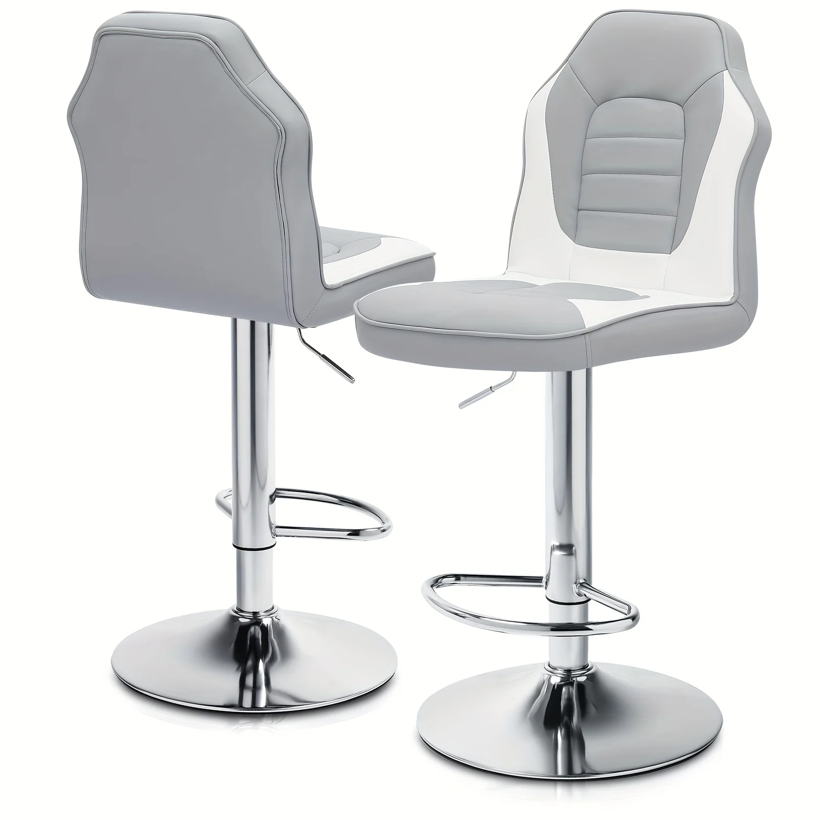Racing Style Bar Stools Set of 2, Height Adjustable PU Leather Barstools with Footrest, 360° Swivel High Backrest Bar Chairs
Racing Style Bar Stools Set of 2, Height Adjustable PU Leather Barstools with Footrest, 360° Swivel High Backrest Bar Chairs