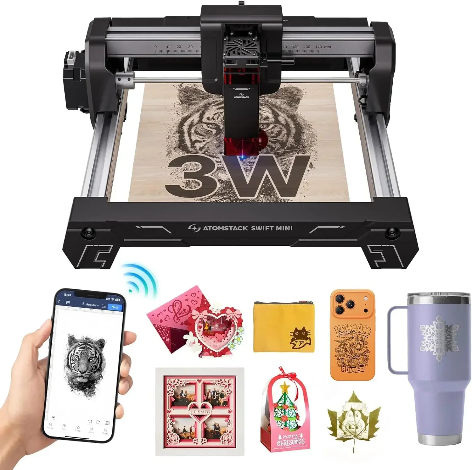 ATOMSTACK Swift Laser Engraver 3W for Beginners Swift Laser Cutter Machine Desktop Fully Pre-Assembled 135×145mm Area, 0.04mm Hi
ATOMSTACK Swift Laser Engraver 3W for Beginners Swift Laser Cutter Machine Desktop Fully Pre-Assembled 135×145mm Area, 0.04mm Hi