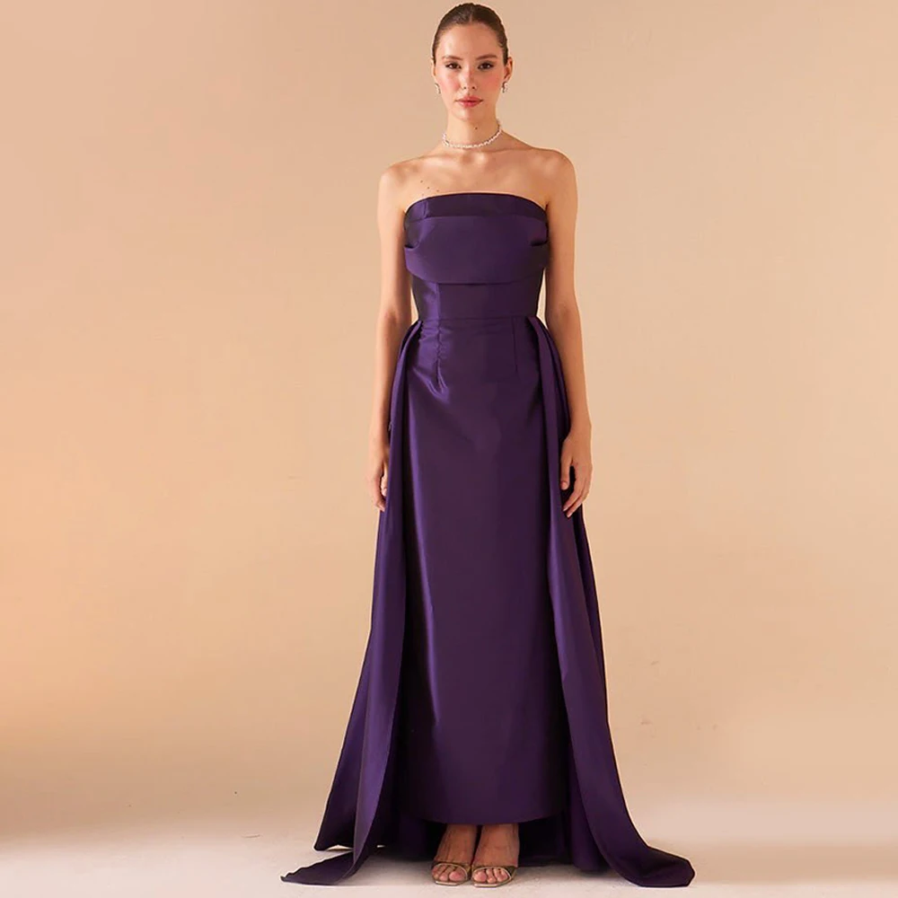 Exquisite Purple Satin Evening Dress Luxury Strapless Homecoming Dresses Delicate Panel Train Customized Special Occasion Gowns
Exquisite Purple Satin Evening Dress Luxury Strapless Homecoming Dresses Delicate Panel Train Customized Special Occasion Gowns
