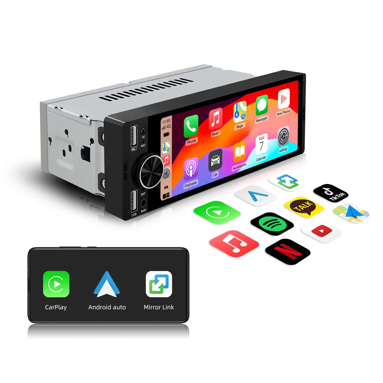 Car Stereo Universal Car Radio 6.86 Inch Touch Screen with Wireless CarPlay & Android Auto Smart Multimedia Player, Built-in BT
Car Stereo Universal Car Radio 6.86 Inch Touch Screen with Wireless CarPlay & Android Auto Smart Multimedia Player, Built-in BT