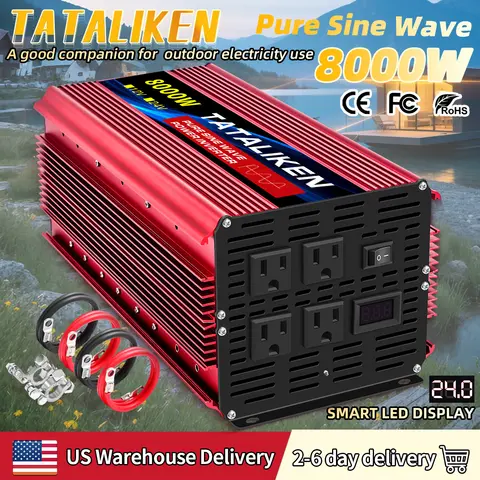 1000W/4000W/7000W/8000W 2 Sockets  Household Car Inverter DC24V to AC110V Pure Wave String 60HZ
