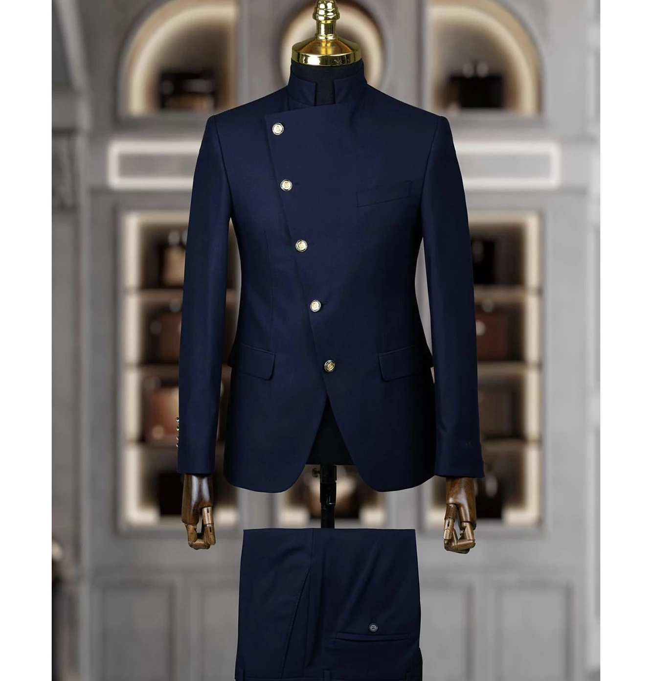 Fashion Men Suits Stand Collar 2 Pieces Chic Wedding Formal Single Breasted Smart Casual Outfits Solid Party Slim Male Suit
Fashion Men Suits Stand Collar 2 Pieces Chic Wedding Formal Single Breasted Smart Casual Outfits Solid Party Slim Male Suit