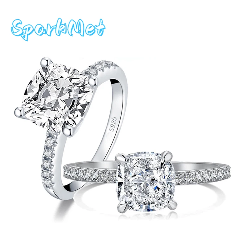 Кольцо SparkMet с муассанитом в форме подушки 1-3 карата с сертификатом, пройденные испытательные кольца с бриллиантами, женские ювелирные изделия, подарок, 100% серебро S925
Кольцо SparkMet с муассанитом в форме подушки 1-3 карата с сертификатом, пройденные испытательные кольца с бриллиантами, женские ювелирные изделия, подарок, 100% серебро S925