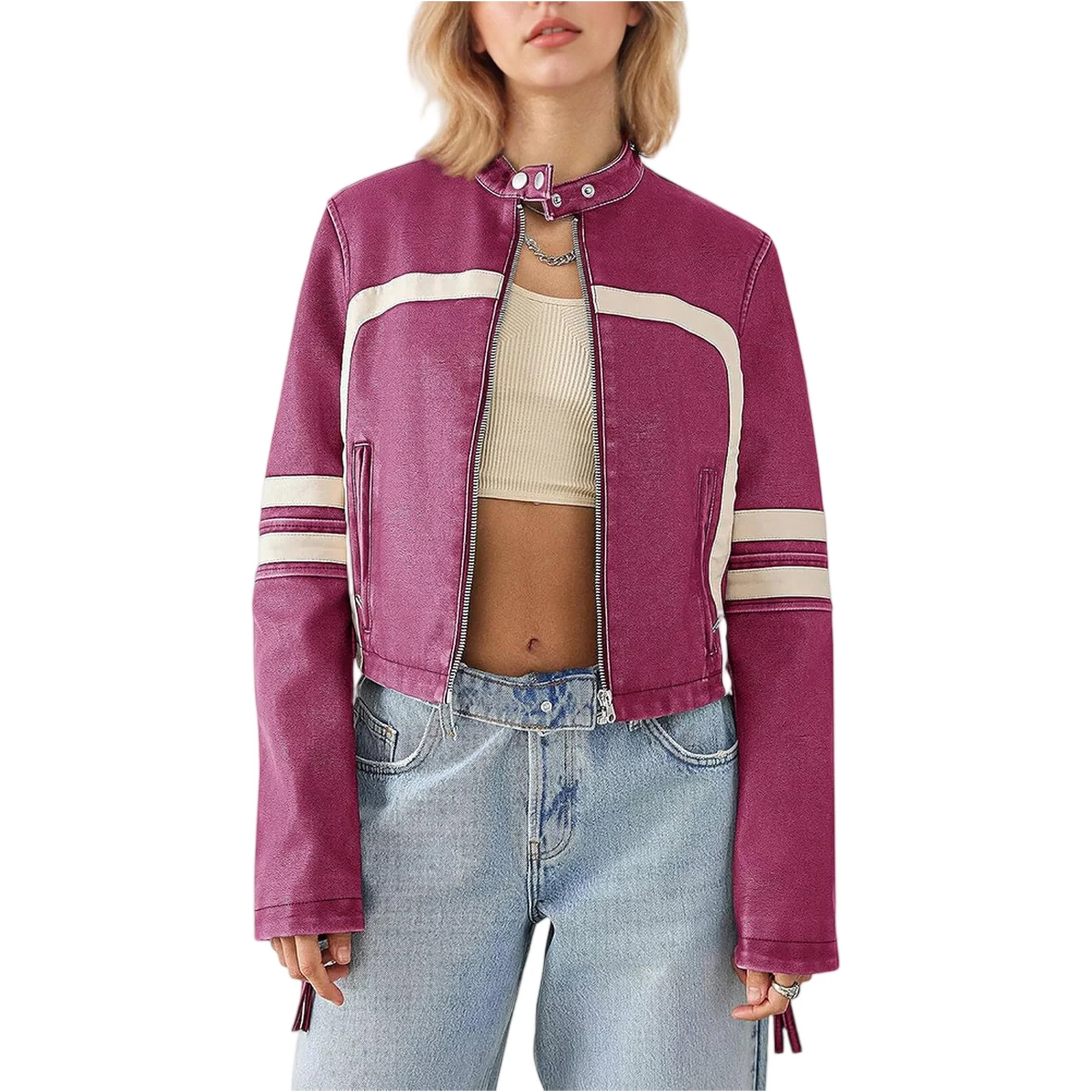 Женская трикотажная байкерская куртка для тренировок, винтажный полосатый принт, повседневный свитер на молнии с длинными рукавами для верхней одежды, кардиган Y2k, уличная одежда
Женская трикотажная байкерская куртка для тренировок, винтажный полосатый принт, повседневный свитер на молнии с длинными рукавами для верхней одежды, кардиган Y2k, уличная одежда