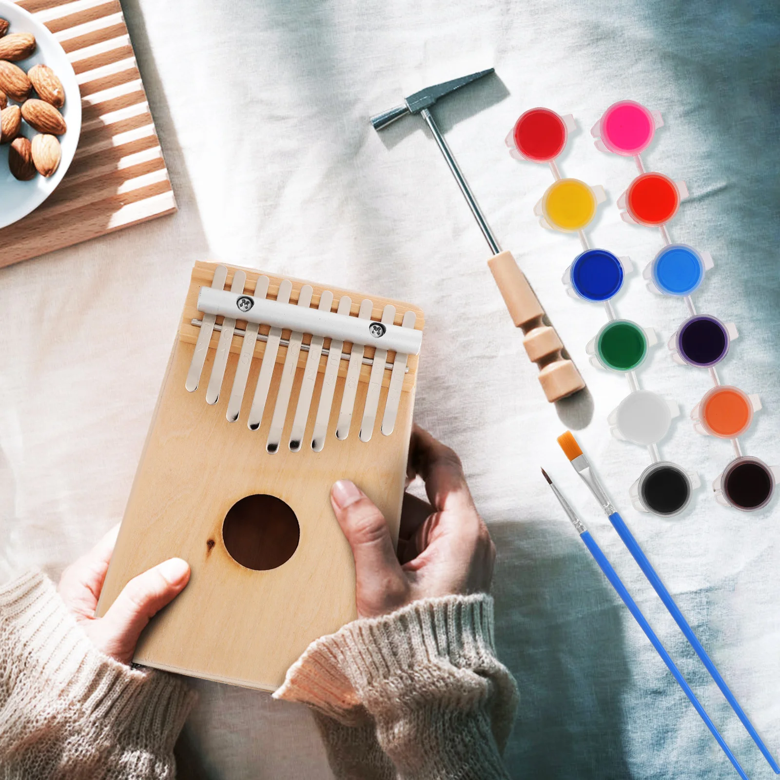 10-Key Wooden Thumb Piano Kalimba Instrument for Beginners Portable Music Learning Set with Paint Colors Thumb Piano
10-Key Wooden Thumb Piano Kalimba Instrument for Beginners Portable Music Learning Set with Paint Colors Thumb Piano